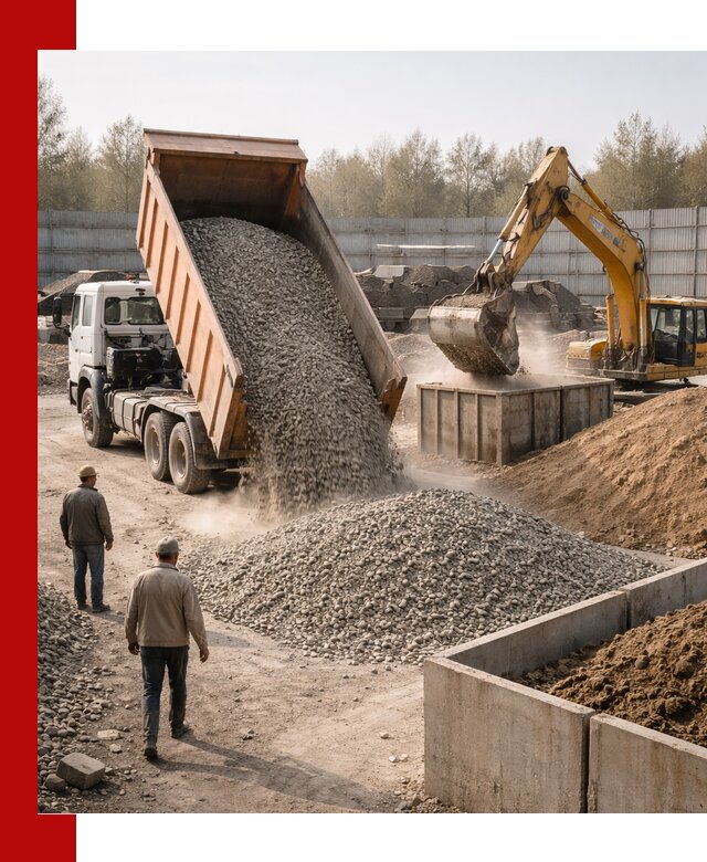 Доставка нерудных материалов с погрузкой и разгрузкой в Новосибирске