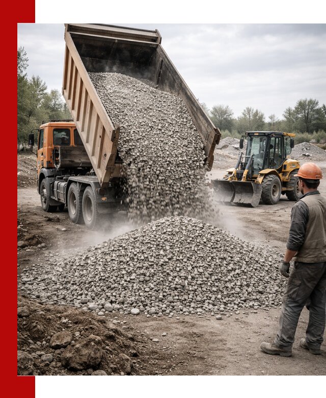 Доставка щебня в Новосибирске крупными и мелкими фракциями