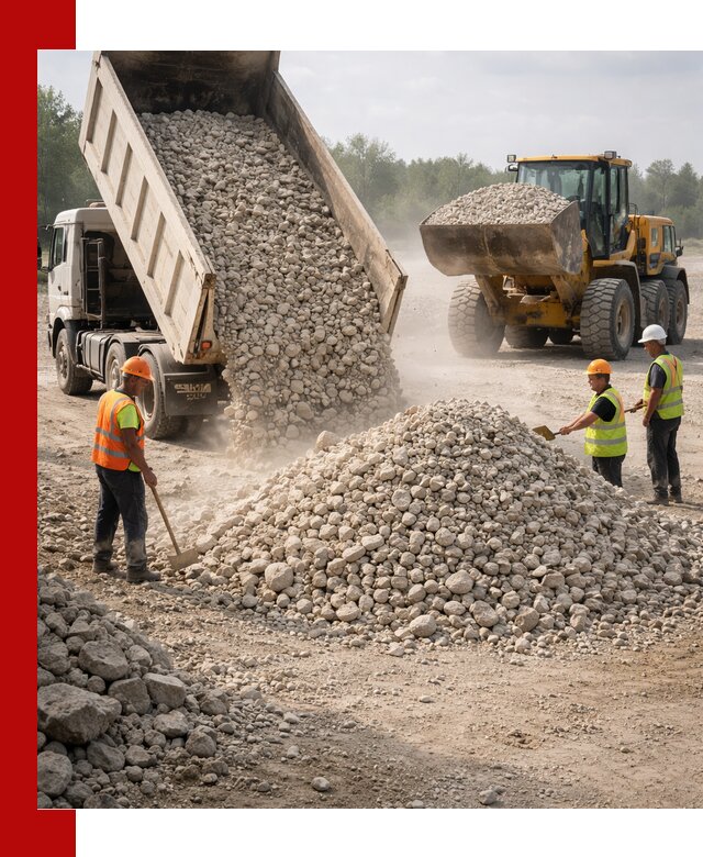 Доставка известнякового щебня фр. 40-70 в Новосибирске