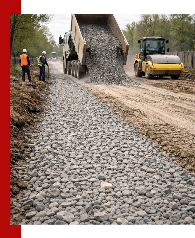 Доставка щебня для отсыпки дорог в Новосибирске высокого качества