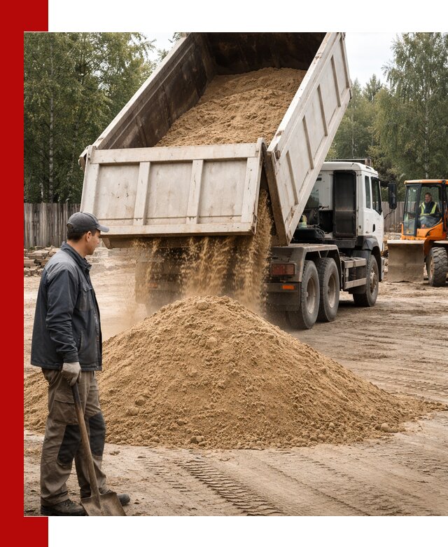 Доставка и продажа песка с разгрузкой в Новосибирске