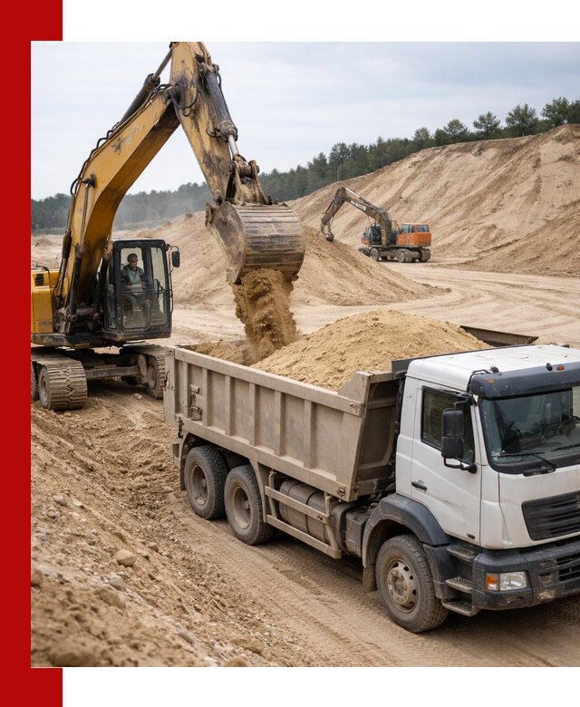 Доставка карьерного песка с самосвалами и разгрузкой в Новосибирске