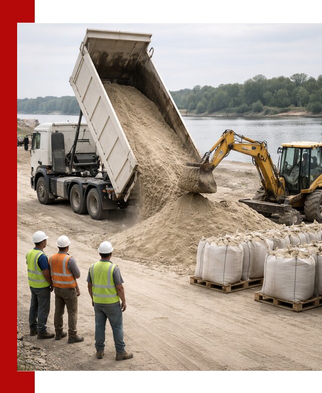 Доставка речного песка в Новосибирске самосвалами и погрузкой