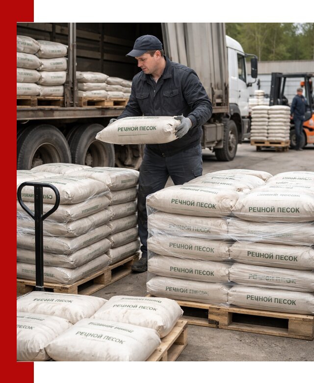 Речной песок в мешках с доставкой в Новосибирске