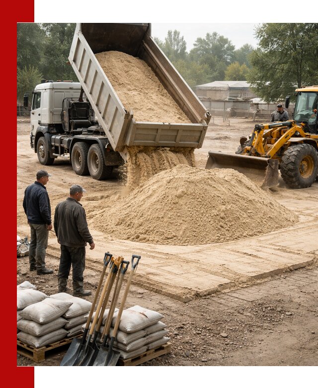 Доставка мытого песка в Новосибирске с самосвалами по выгодной цене
