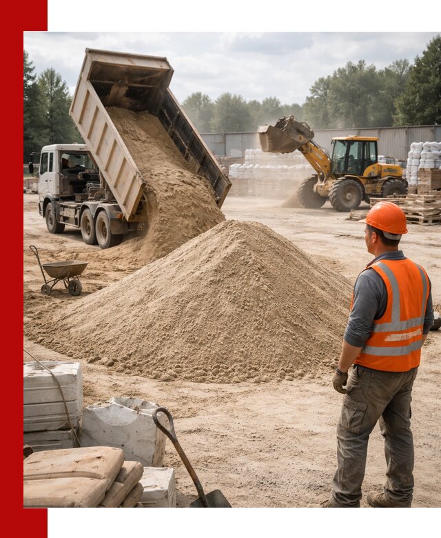 Доставка строительного песка с самосвалом в Новосибирске