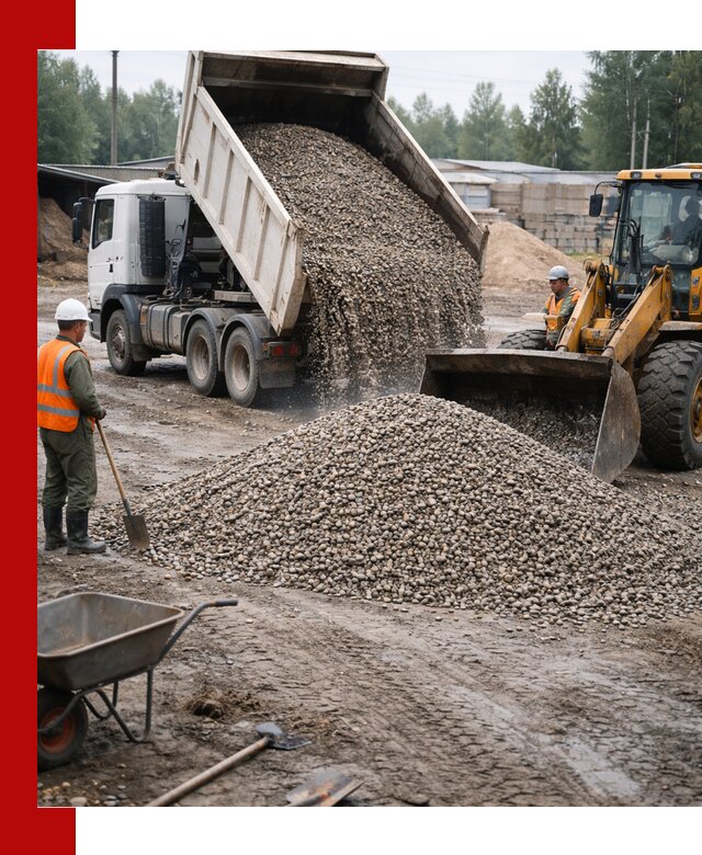 Мытый гравий с доставкой в Новосибирске от карьера до участка