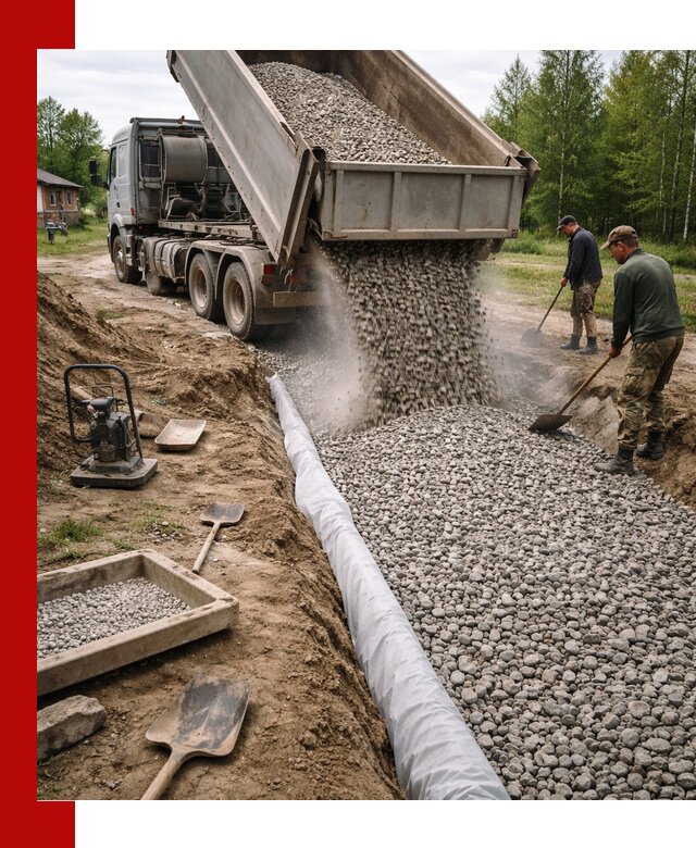 Гравий для дренажа с доставкой в Новосибирске качественный и недорогой