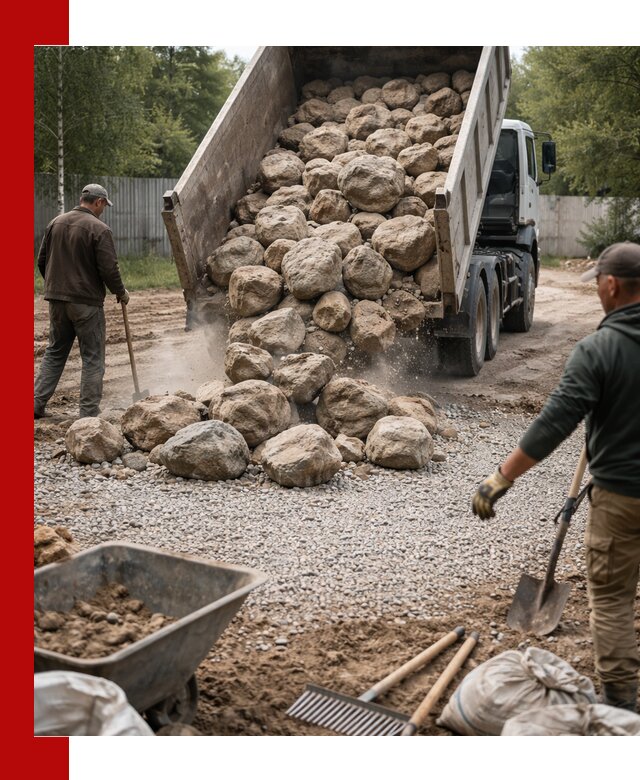 Доставка и укладка булыжника в Новосибирске