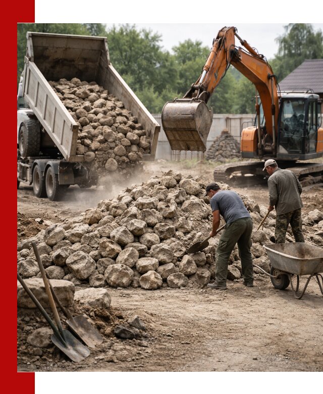 Доставка и разгрузка бутового камня в Новосибирске