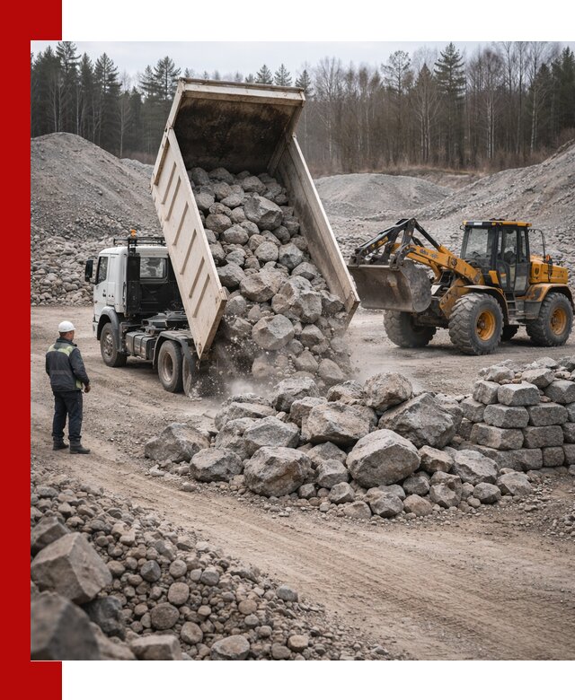 Доставка и продажа бутового гранитного камня в Новосибирске