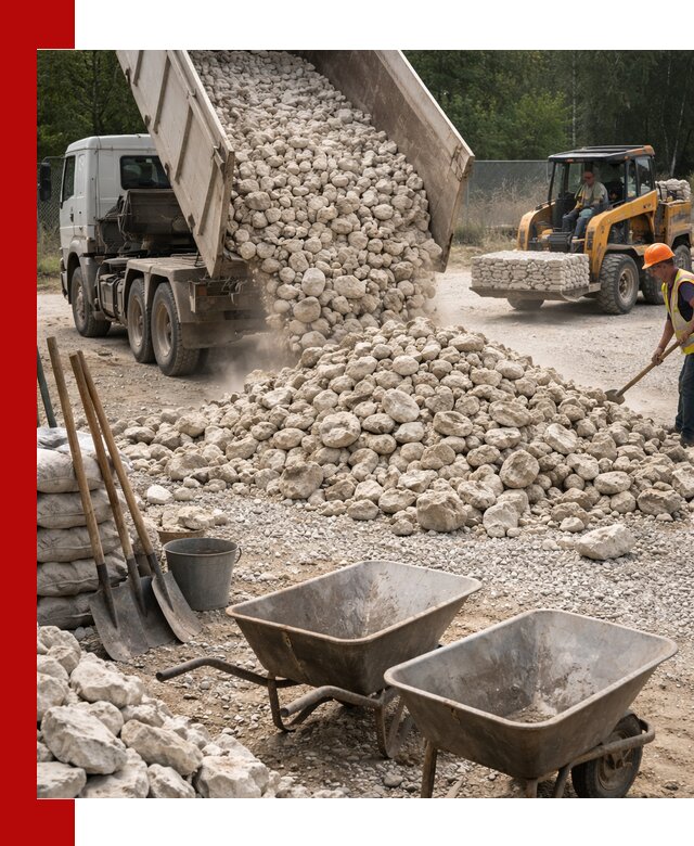 Доставка и продажа бутового известнякового камня в Новосибирске