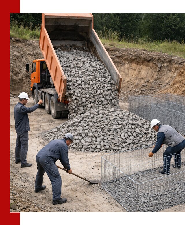 Камень для габионов с доставкой в Новосибирске быстро и надёжно