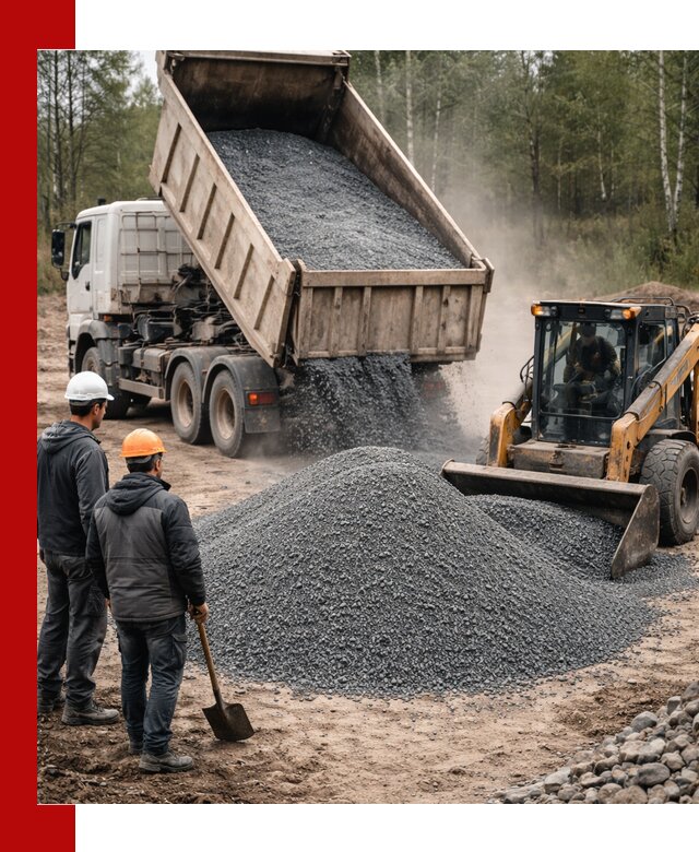 Гранитный отсев 0-5 с доставкой и разгрузкой в Новосибирске