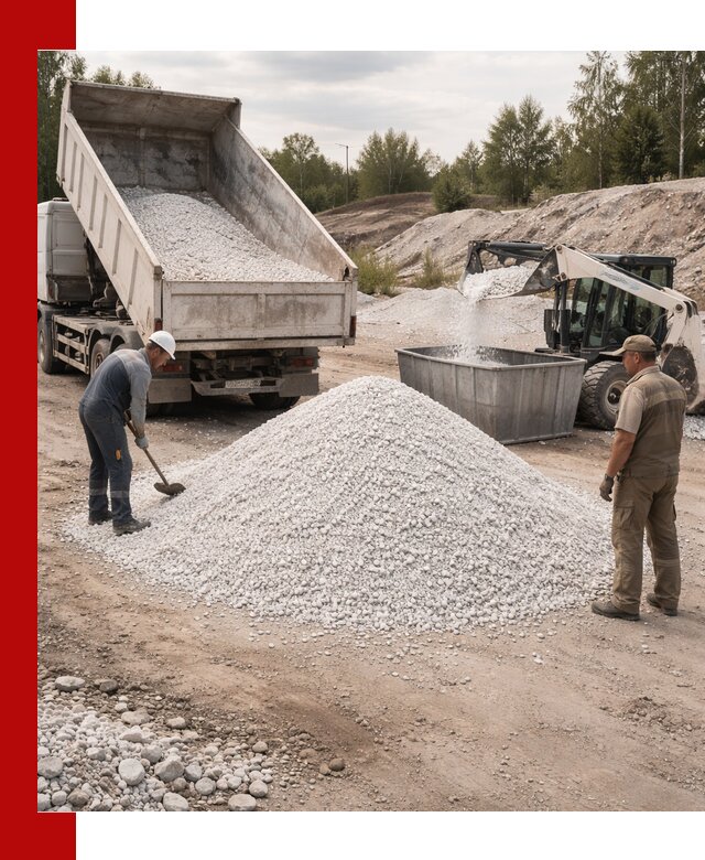 Доставка и продажа белой мраморной крошки в Новосибирске