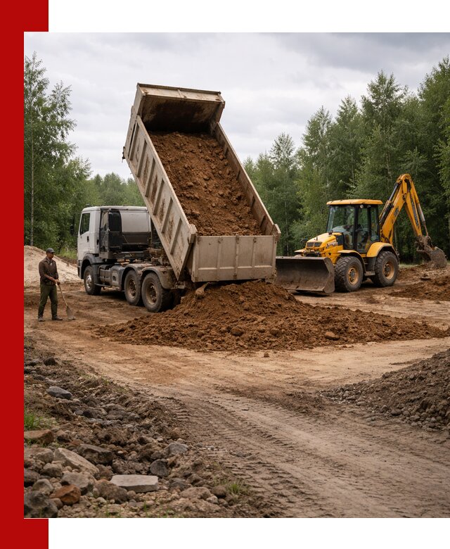 Доставка суглинка самосвалами в Новосибирске подсыпка и планировка