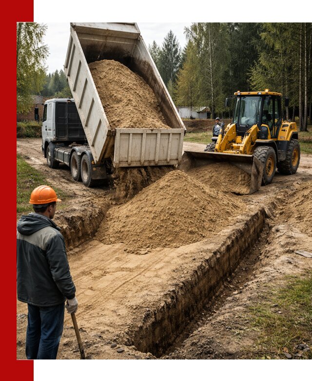 Доставка песчаного грунта в Новосибирске для строительных работ