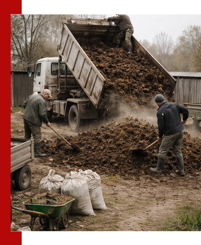 Доставка коровьего навоза самосвалом в Новосибирске