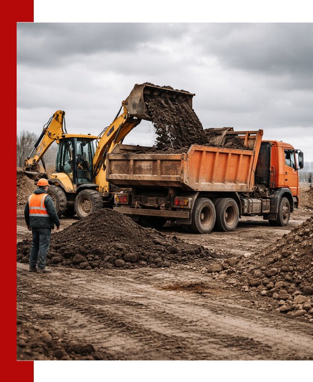 Вывоз грунта и строительного мусора в Новосибирске грузовыми самосвалами