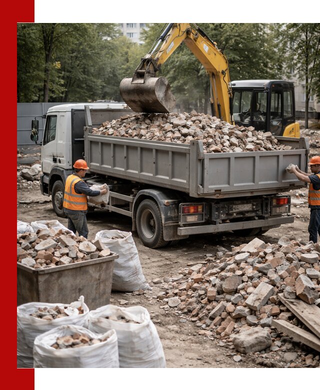 Вывоз строительного мусора в Новосибирске с самосвалами и контейнерами