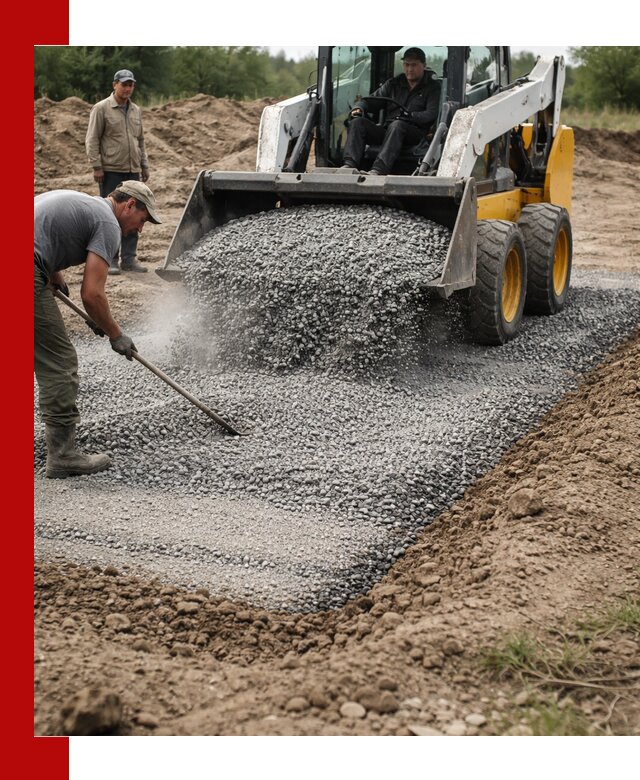 Устройство щебеночной подушки в Новосибирске для дорог и фундаментов